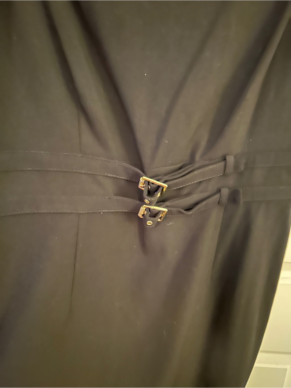 Calvin Klein Black Sleeveless Midi Sheath Dress with Waist Buckle Detail - Picture 3 of 8